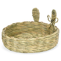 Atmungsaktives Ganzjahres-Naturpflanzen-Geflecht im Vollkreis-Stil, Umweltfreundliches Haustier-Sofa-Bett für Katzen, Kaninchen und Kleintiere, Kaubar