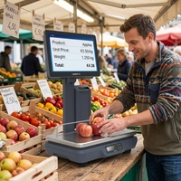 Báscula Digital POS LongFly A150L con Impresora de Etiquetas Térmicas, 32G de Almacenamiento, OEM/ODM para Tiendas de Abarrotes y Supermercados, Certificación OIML
