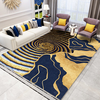 Tapis de sol pliables en polyester moelleux, tapis d'intérieur antidérapants imprimés en 3D, style bohème européen vintage persan turc