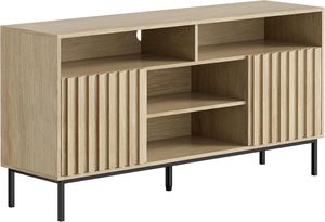 Metà secolo moderno <span class=keywords><strong>TV</strong></span> Stand Cabinet <span class=keywords><strong>in</strong></span> legno naturale centro di intrattenimento scaffali di stoccaggio per <span class=keywords><strong>50</strong></span>/55/60/65 <span class=keywords><strong>pollici</strong></span> TVs per soggiorno - Product Image 2