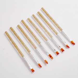 Kit complet de 8 pinceaux de nail art à pointes variées, manche en plastique pailleté, pour liner, éventail et pointillage, pour manucure professionnelle - Product Image 1