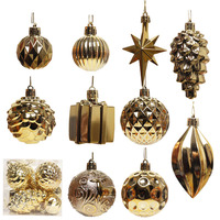 Ensemble de boules de Noël électroplaquées multi-formes et multi-styles, décorations pour arbre de Noël, fête de Noël et du Nouvel An