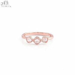 Anillo de diamantes naturales de alta calidad, nuevo producto al por mayor, corte rosa, joyería de oro rosa macizo de 18 quilates para parejas. - Product Image 1