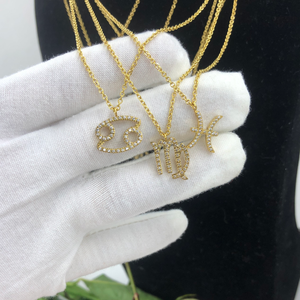 Nuovo Design <span class=keywords><strong>collana</strong></span> in acciaio inox oro <span class=keywords><strong>con</strong></span> cristallo Cz <span class=keywords><strong>segno</strong></span> <span class=keywords><strong>zodiacale</strong></span> <span class=keywords><strong>collana</strong></span> - Product Image 5