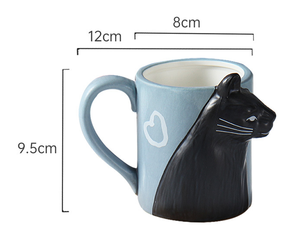แก้วกาแฟเซรามิค 3 มิติ ลายการ์ตูนแมวน่ารัก จูบกัน ลายสีน้ำเงิน ทำจากสโตนแวร์ ใช้กับเครื่องล้างจานและไมโครเวฟได้ แก้วแบบกำหนดเองสำหรับของที่ระลึกงานแต่งงานสำหรับคู่รัก - Product Image 6