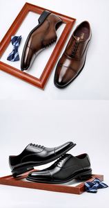 Zapatos Oxford de Negocios para Hombre, de Lujo, con Punta Cuadrada, con Cordones, de Cuero Genuino, Formales, con Tacón Alto, Antideslizantes, Transpirables - Product Image 6