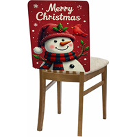 Weihnachts-Stuhlhussen-Set Esszimmer-Schutzbezüge Abnehmbar Waschbar Dehnbar Weihnachtsbaum Schneemann Hotel Party Hochzeit Feiertagsdekoration