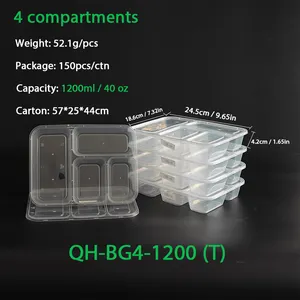 150 قطعة 40 أونصة حاويات طعام جاهزة يمكن إعادة استخدامها آمنة مربعة للاستخدام في الميكروويف حاويات تخزين طعام جاهز للخروج مزودة بأغطية