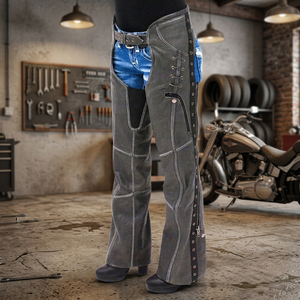 BAND BROTHERS Chaps de cowboy en cuir véritable respirant, coupe décontractée haute performance, style anglais, pour l'équitation western et l'entraînement - Product Image 3