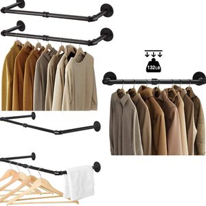 JIN MAI <strong>Clothes</strong> <strong>Rail</strong> <strong>Wall</strong> Mounted Industrial Hose Style <strong>Clothes</strong> <strong>Rail</strong> Space Saving Removable <strong>Clothes</strong> Rack - Product Image 5