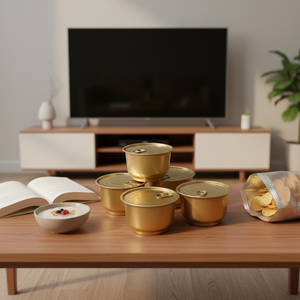 965 # आसान-आंसू पन्नी ढक्कन पर्यावरण के अनुकूल भोजन ग्रेड एल्यूमीनियम डिस्पोजेबल कटोरे ट्रे 350 एमएल राउंड - Product Image 1