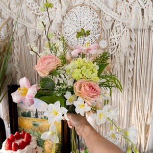 Bouquet de fleurs artificielles CallaFloral, rose, décoration de mariage, décoration de la maison, tissu tissé en plastique CF02094 - Product Image 2