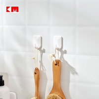 KM 609 3 crochets muraux en plastique blanc auto-adhésifs robustes et sans dommages pour la cuisine et la maison