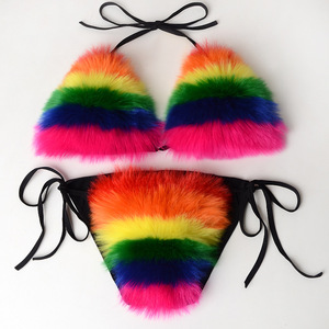 Nouvelle Sexy Lady <span class=keywords><strong>vraie</strong></span> fourrure de renard sous-vêtements maillots de bain de Noël femmes Lingerie élégante - Product Image 1