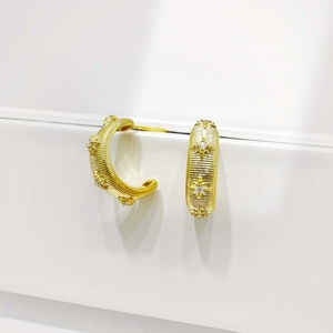 custom brass geometric colorful zircon Earring fashion wholesale 18k gold plated luxury Brilliant Cut Luxury women earrings - Product Image 5
