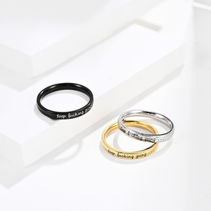 Men's Gold Engraved <b>Titanium</b> Steel <b>Ring</b> Keep Bucking Going Inspirational Fashion Jewelry Gift Accessory - Product Image 3