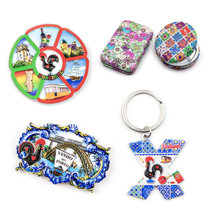 Artículos de Recuerdo de <span class=keywords><strong>Portugal</strong></span> con Diseño Personalizado al por Mayor, Imán de Resina para Refrigerador, Llavero, Espejo de Bolsillo, Artesanías de Metal - Product Image 1