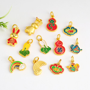 Pendentif gourde émaillée chinoise traditionnelle en alliage, composants de bijoux pour la fabrication de bracelets et colliers DIY, vente en gros - Product Image 1