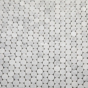Baldosas de mosaico redondas blancas Diseño Balcón Sala de estar al aire libre Penny Mosaic Mármol Mosaico redondo - Product Image 3
