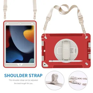 [ Heavy Duty Case ] Hand Strap Tpu Red 1.2m Drop Proof Shockproof Protective Tablet Case For Ipad 7 8 9 Gen Generation 10.2 Case