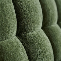 Lit de rangement moderne en chenille vert sauge italien - Cadre de lit Queen en pin rembourré au design nuage de luxe - Prix direct usine