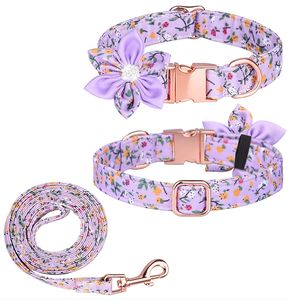 <span class=keywords><strong>Collar</strong></span> de gato y perro estampado colorido con hebilla dorada Correas y collares de poliéster de lujo para mascotas con nudo de flor extraíble - Product Image 4