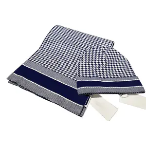 Mùa Đông Ấm Áp Thiết Kế Beanie Hat Với Khăn Unisex Thương Hiệu Trượt Tuyết Houndstooth Dệt Kim Hat Dài Khăn