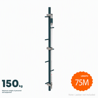JVW 75m Ligne de vie verticale auto-rétractable en acier inoxydable industriel avec boucle de connexion rapide pour la protection antichute des mât de télécommunications monopôles