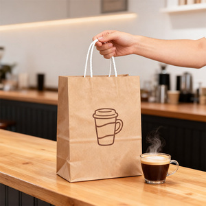 Sacs en papier kraft brun avec poignées en corde de coton, recyclables, biodégradables, logo personnalisé, emballage cadeau, emballage alimentaire pour gâteaux, <span class=keywords><strong>sucre</strong></span> - Product Image 2