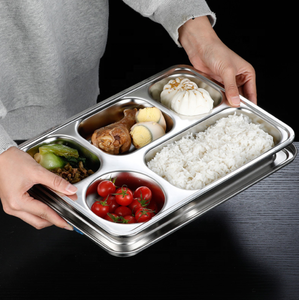 304 Thép Không Gỉ 5 Ngăn Phần (4 Hình Chữ Nhật + 1 Vòng) Hình Chữ Nhật Bữa Ăn Tối Chia Tấm Thali Cho Nhà Hàng - Product Image 6