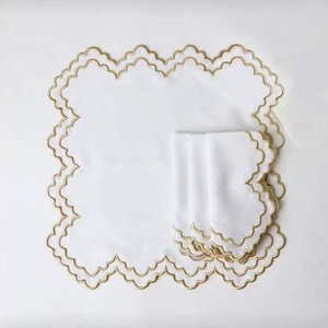 Servilleta de lino francés orgánico 100% hecha a mano de fábrica con <span class=keywords><strong>dobladillo</strong></span> bordado <span class=keywords><strong>para</strong></span> bodas - Product Image 5