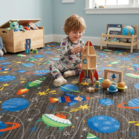 Tapis en dalles personnalisé, moderne, à motif de planètes et de dessins animés spatiaux, ignifuge, résistant à l'usure, en nylon, pour enfants