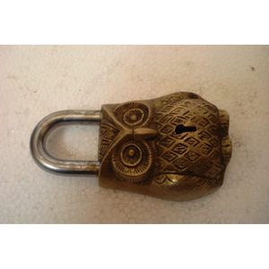 Brass OWL Finish Padlock with <b>Keys</b> Functional Anti-Theft Waterproof <b>Lock</b> Iron and Steel Material - Product Image 1