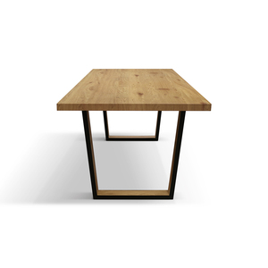 Gabriele Fixed Dining <b>Table</b> Rustic <b>Oak</b> Melamine <b>Top</b> Metal Base Internal Use - Product Image 6