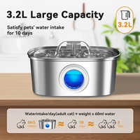Distributeur d'eau automatique pour chien en acier inoxydable 304, 3,2 L, fontaine à boire pour animaux de compagnie, chat