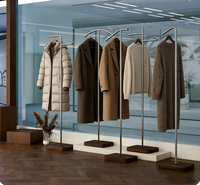 Expositor de Ropa para Tienda de Mujer, Estante de Isla de Acero Inoxidable, Perchero Colgante para Transmisiones en Vivo, Mobiliario Comercial