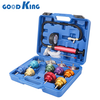 GOODKING Kit de testeur de pression du système de refroidissement 14 PCS Kit de testeur de pression de radiateur automobile avec adaptateur de pompe à main en aluminium 53313