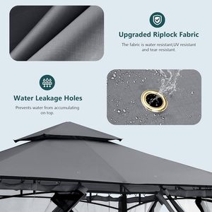 Pergola et tonnelle de jardin Eurogarden "Berlino" en acier gris 3x3 m avec double toit - Product Image 1
