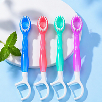 Brosse à dents jetable 5-en-1 pour adulte, mini, portable, pré-encollée avec fil dentaire et gratte-langue, emballée individuellement