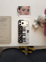 Nouvelle coque de téléphone créative vintage motif chat piano Bling-bling pour iPhone 17 Pro Max 16 15 Pro Max, antichoc