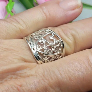 Ensemble de bijoux en forme de cœur plaqué argent pour femmes, bague en alliage à la mode pour mariage T0937 - Product Image 4