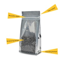 Sac pochette avec support à fond plat à quatre joints avec impression personnalisée écrou à gousset de fond à 8 joints latéraux avec fenêtre transparente emballage alimentaire
