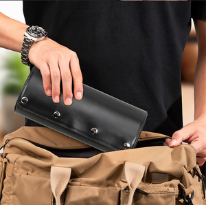 Ngoài Trời Thuận Tiện Retro Tối Cà Phê Điên Ngựa Da Thật Đồng Hồ Lưu Trữ Hộp 3 Khe Cắm Du Lịch Đồng Hồ Cuộn Với Trượt Gối - Product Image 6