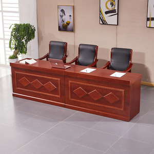 Chairman's Platform Conference Table Double Seat MDF Solid Wood Veneer Office Meeting Use Model 08823 - Product Image 2