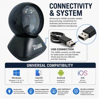 Escáner de Código de Barras de Escritorio con Sensor Automático, USB con Cable, Plataforma de Escaneo 2D Manos Libres para Inventario de Almacén y Clasificación de Paquetes