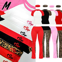 Ensemble Loungewear Femme Logo Personnalisé, T-Shirt Legging Coton Guépard Léopard, Ensemble 2 Pièces Pantalon Évasé Adapté aux Grandes Tailles