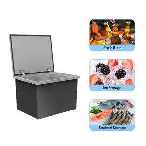 Bac à glace encastrable commercial en acier inoxydable de 18"<span class=keywords><strong>L</strong></span> x 12"W x 14.5"H avec couvercle coulissant pour cuisine extérieure et bar - Product Image 5
