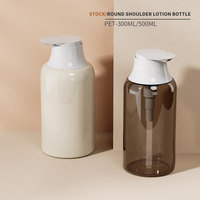 Flacon Pompe Rond Vide en Plastique Personnalisable 300 ml 500 ml pour Lotion, Shampooing et Après-Shampooing
