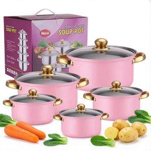 <span class=keywords><strong>Set</strong></span> di <span class=keywords><strong>Pentole</strong></span> e <span class=keywords><strong>Padelle</strong></span> in Acciaio Inox con Manici Dorati, 10 Pezzi, <span class=keywords><strong>Pentole</strong></span> per Zuppe, <span class=keywords><strong>Pentole</strong></span> per Cucinare, Casseruole per Latte, <span class=keywords><strong>Set</strong></span> di Utensili da Cucina Personalizzati all'Ingrosso - Product Image 1