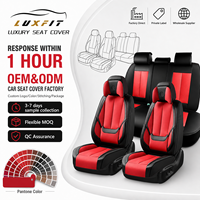 Kit de housses de siège arrière réglables de luxe Luxfit en cuir Nappa, protection complète des sièges arrière, compatible airbag, pour berline, SUV, pick-up, 5 places